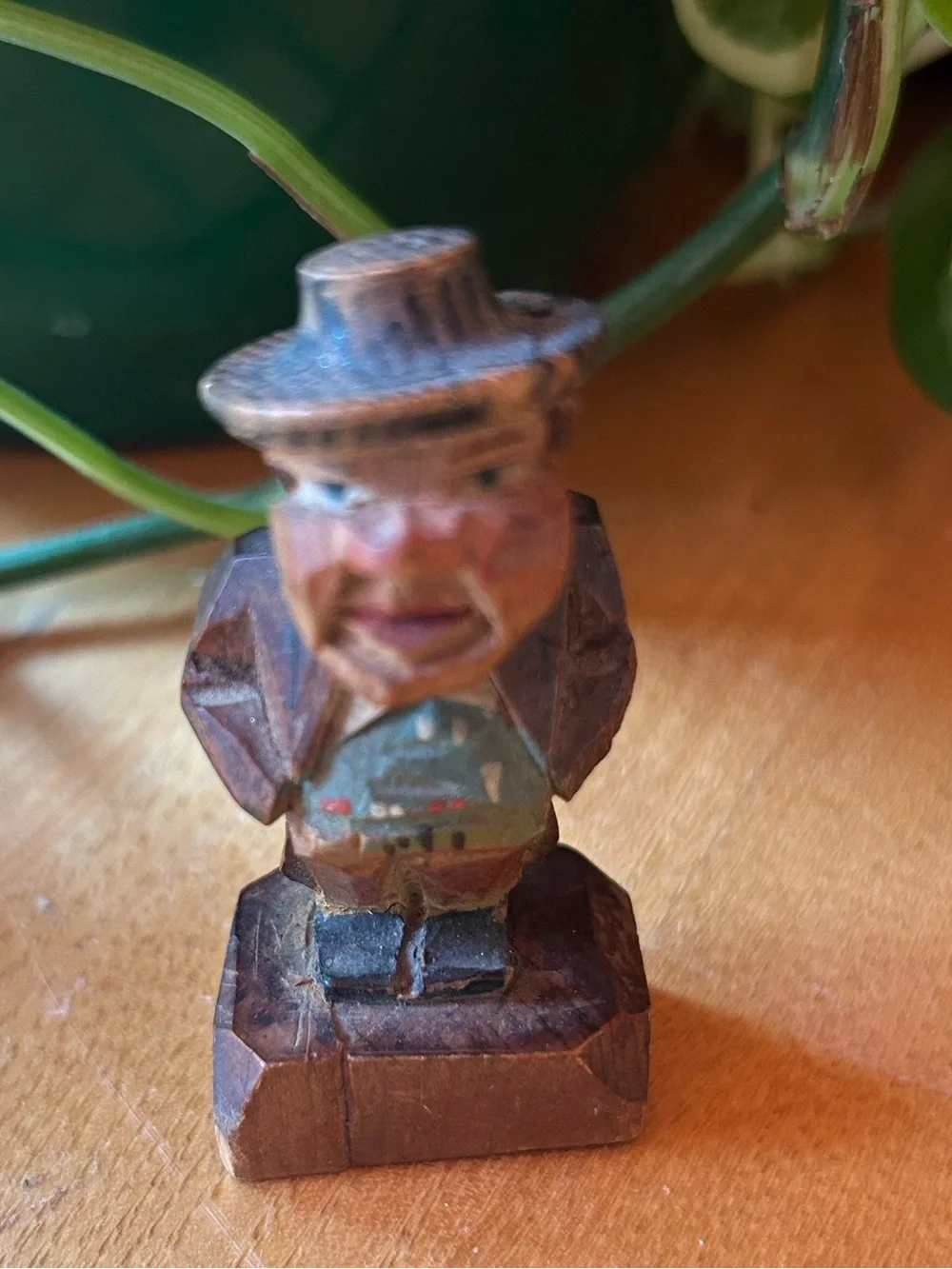 Hand-Carved Wooden Man Figurine in Brown